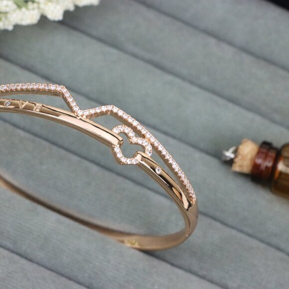 Love Engraved Rose Gold Bangle with Heart Detail, XPBL0593 - Picture 11 of 12